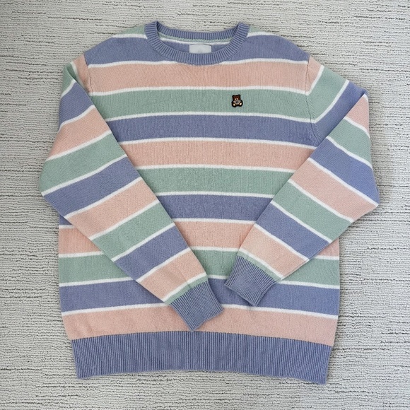 Teddy Fresh | Men’s Stripe Multicolor Pastel Crewneck Sweater | L - Picture 1 of 8